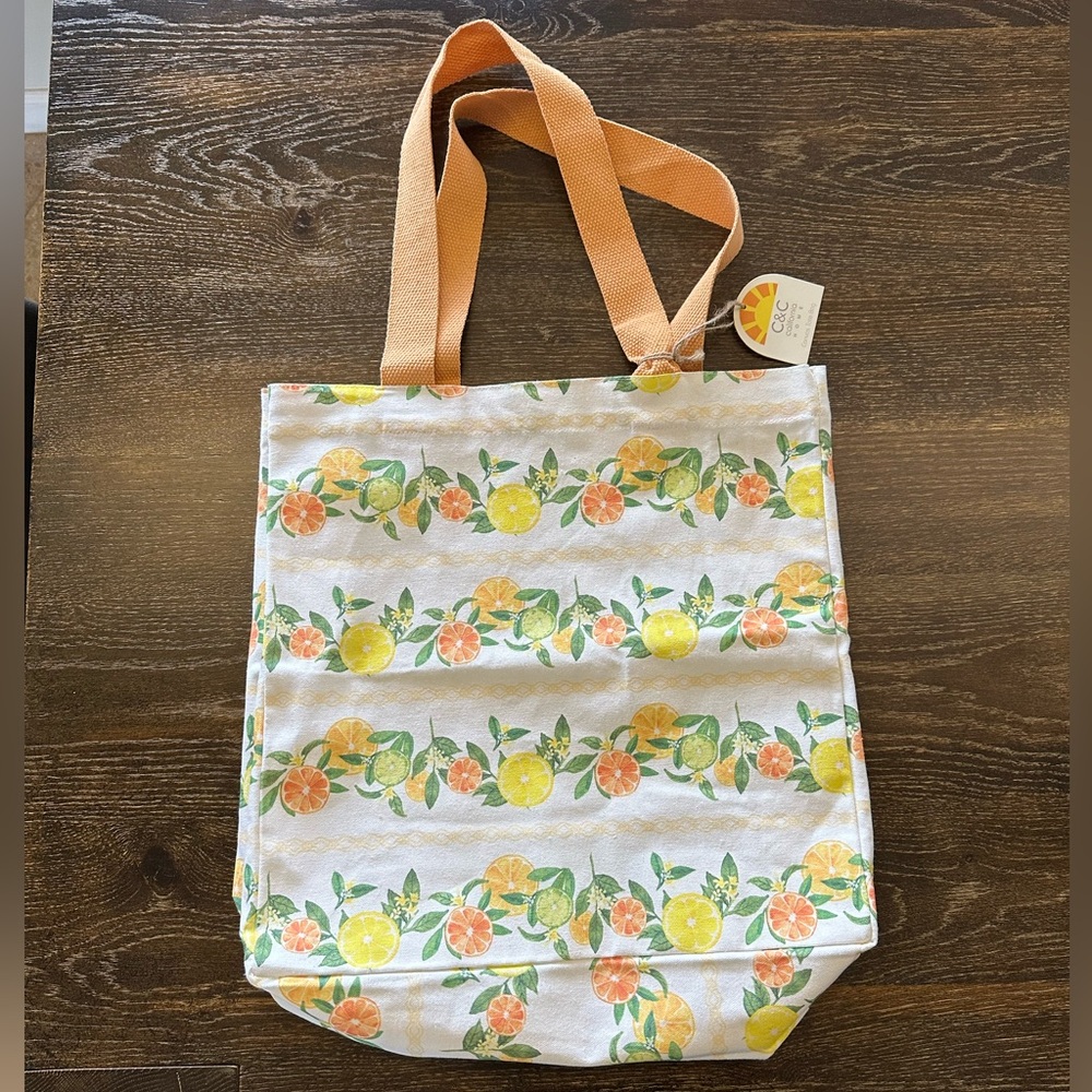 C&C California Citrus Themed Tote Bag with Orange Handles